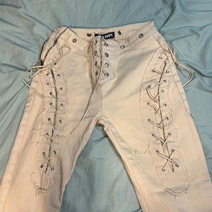 The Kript lace up flared jeans